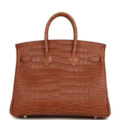 HERMÈS Hermes Birkin 25 Gold Matte Alligator Gold Hardware | Thumbnail 4 HERMÈS Hermes Birkin 25 Gold Matte Alligator Gold Hardware | Thumbnail 4