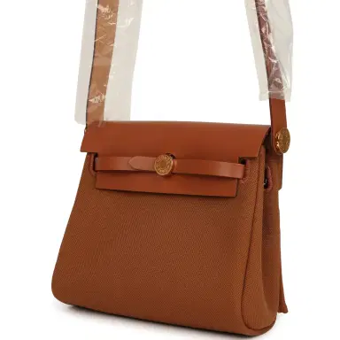 HERMÈS Hermes Herbag Zip 20 Mini Fauve Toile H Canvas and Vache Hunter Gold Hardware | Thumbnail 5 HERMÈS Hermes Herbag Zip 20 Mini Fauve Toile H Canvas and Vache Hunter Gold Hardware | Thumbnail 5