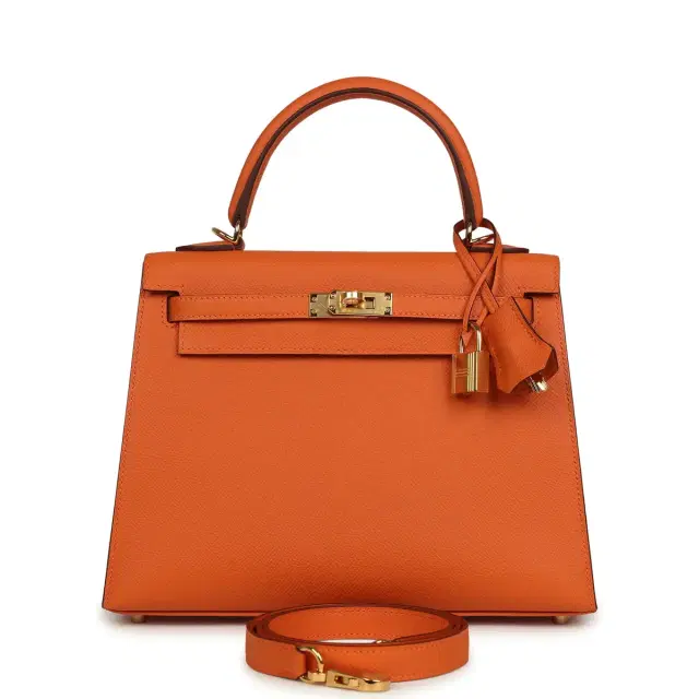 Hermes Kelly Sellier 25 Orange Epsom Gold Hardware Hermes Kelly Sellier 25 Orange Epsom Gold Hardware