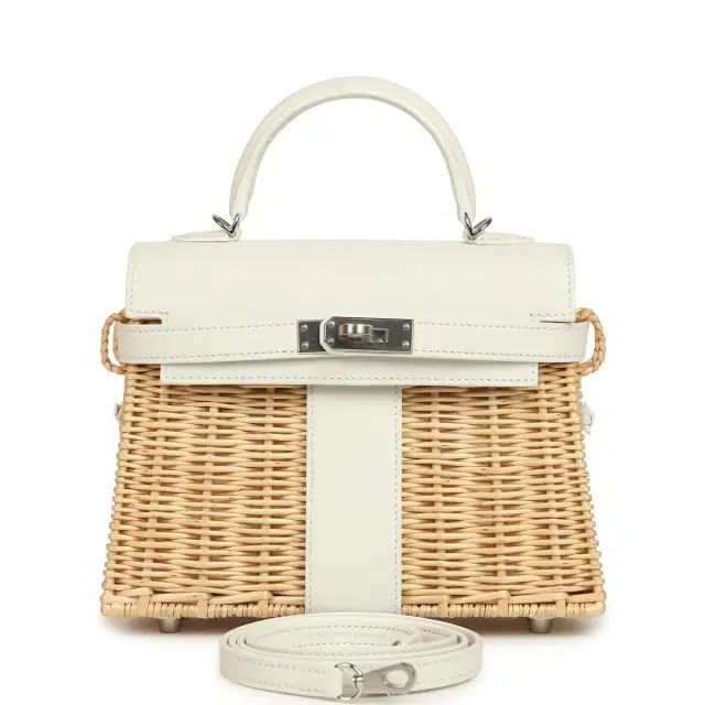 Hermes Mini Picnic Kelly 20 White Swift Palladium Hardware Hermes Mini Picnic Kelly 20 White Swift Palladium Hardware