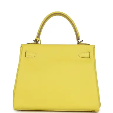 HERMÈS Pre-owned Hermes Kelly Retourne 25 Lime Swift Palladium Hardware | Thumbnail 4 HERMÈS Pre-owned Hermes Kelly Retourne 25 Lime Swift Palladium Hardware | Thumbnail 4