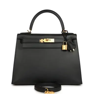 HERMÈS Pre-owned Hermes Kelly Sellier 28 Black Sombrero Gold Hardware | Thumbnail 1 HERMÈS Pre-owned Hermes Kelly Sellier 28 Black Sombrero Gold Hardware | Thumbnail 1