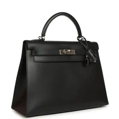 HERMÈS Vintage Hermes Kelly Sellier 32 Black Tadelakt Palladium Hardware | Thumbnail 2 HERMÈS Vintage Hermes Kelly Sellier 32 Black Tadelakt Palladium Hardware | Thumbnail 2