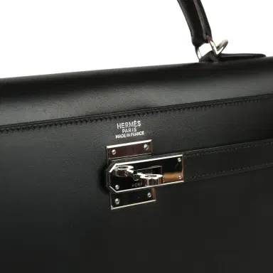 HERMÈS Vintage Hermes Kelly Sellier 32 Black Tadelakt Palladium Hardware | Thumbnail 7 HERMÈS Vintage Hermes Kelly Sellier 32 Black Tadelakt Palladium Hardware | Thumbnail 7