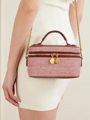 Stella McCartney Falabella Vanity Case Vegetarian Leather-trimmed Raffia Shoulder Bag | Thumbnail 2 Stella McCartney Falabella Vanity Case Vegetarian Leather-trimmed Raffia Shoulder Bag | Thumbnail 2