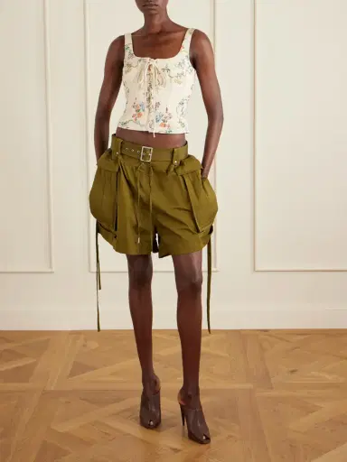 McQueen Belted Cotton-twill Shorts | Thumbnail 2 McQueen Belted Cotton-twill Shorts | Thumbnail 2