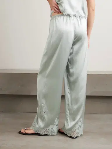 DÔEN Lavon Lace-trimmed Silk-satin Wide-leg Pants | Thumbnail 3 DÔEN Lavon Lace-trimmed Silk-satin Wide-leg Pants | Thumbnail 3