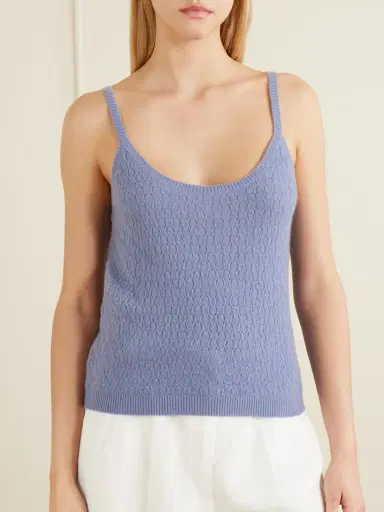 Le Kasha Fregene Pointelle Organic Cashmere Knit Tank | Thumbnail 3 Le Kasha Fregene Pointelle Organic Cashmere Knit Tank | Thumbnail 3