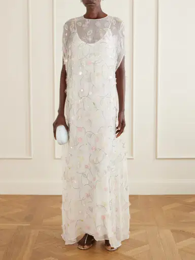 BERNADETTE Embroidered Sequin-detailed Recycled Chiffon Gown | Thumbnail 2 BERNADETTE Embroidered Sequin-detailed Recycled Chiffon Gown | Thumbnail 2