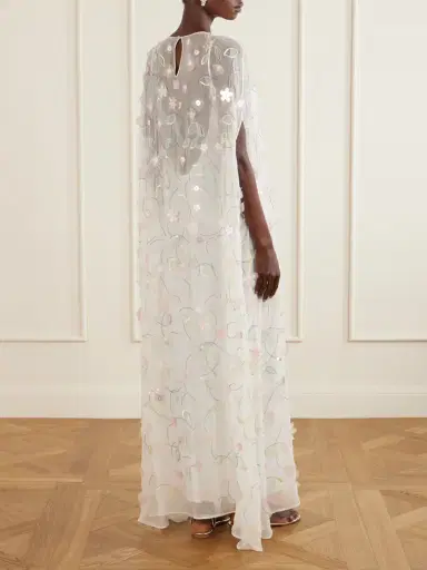 BERNADETTE Embroidered Sequin-detailed Recycled Chiffon Gown | Thumbnail 3 BERNADETTE Embroidered Sequin-detailed Recycled Chiffon Gown | Thumbnail 3