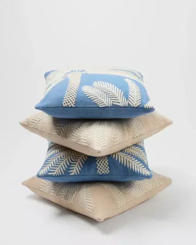 Emporio Sirenuse Offset Palm Embroidered Cushion Cover | Thumbnail 4 Emporio Sirenuse Offset Palm Embroidered Cushion Cover | Thumbnail 4