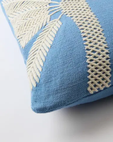 Emporio Sirenuse Offset Palm Embroidered Cushion Cover | Thumbnail 3 Emporio Sirenuse Offset Palm Embroidered Cushion Cover | Thumbnail 3