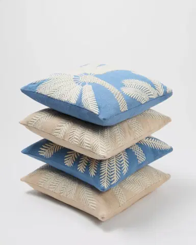 Emporio Sirenuse Offset Palm Embroidered Cushion Cover | Thumbnail 4 Emporio Sirenuse Offset Palm Embroidered Cushion Cover | Thumbnail 4