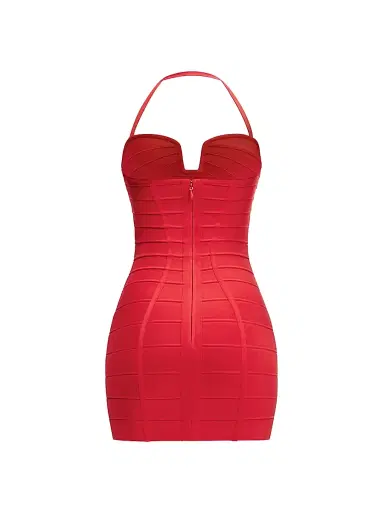 Hervé Léger Women's Holly Bandage Minidress - Chili | Thumbnail 3 Hervé Léger Women's Holly Bandage Minidress - Chili | Thumbnail 3