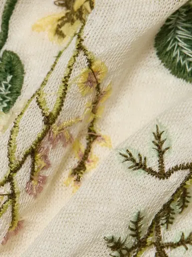 ALICE + OLIVIA Women's Cindy Embroidered Linen Crop T-Shirt - Fresh Air Butter | Thumbnail 7 ALICE + OLIVIA Women's Cindy Embroidered Linen Crop T-Shirt - Fresh Air Butter | Thumbnail 7