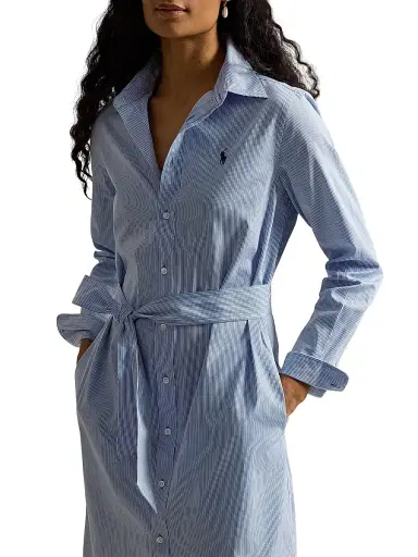 Polo Ralph Lauren Women's Striped Woven Cotton Shirtdress | Thumbnail 5 Polo Ralph Lauren Women's Striped Woven Cotton Shirtdress | Thumbnail 5