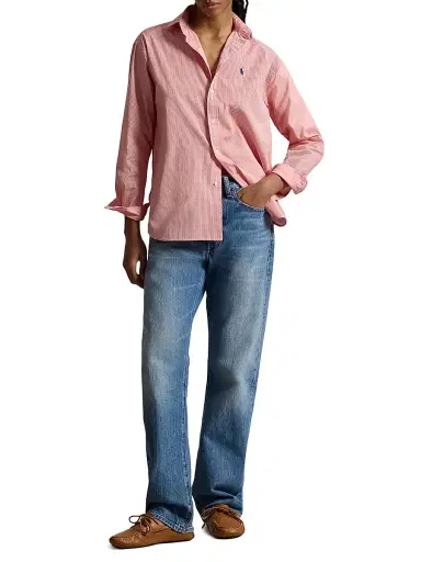 Polo Ralph Lauren Women's Ramsey Micro-Striped Cotton Button-Front Shirt - Red White | Thumbnail 2 Polo Ralph Lauren Women's Ramsey Micro-Striped Cotton Button-Front Shirt - Red White | Thumbnail 2
