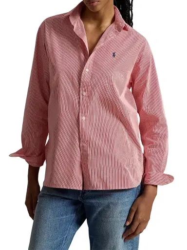 Polo Ralph Lauren Women's Ramsey Micro-Striped Cotton Button-Front Shirt - Red White | Thumbnail 3 Polo Ralph Lauren Women's Ramsey Micro-Striped Cotton Button-Front Shirt - Red White | Thumbnail 3
