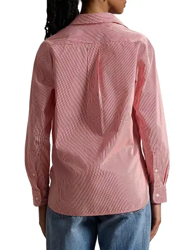 Polo Ralph Lauren Women's Ramsey Micro-Striped Cotton Button-Front Shirt - Red White | Thumbnail 4 Polo Ralph Lauren Women's Ramsey Micro-Striped Cotton Button-Front Shirt - Red White | Thumbnail 4