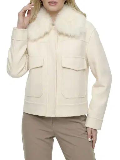 Gorski Women's Select Cashmere and Wool Blend Jacket with Detachable Goat Collar - Ivory - Size XL | Thumbnail 3 Gorski Women's Select Cashmere and Wool Blend Jacket with Detachable Goat Collar - Ivory - Size XL | Thumbnail 3