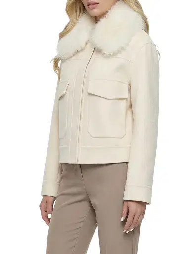 Gorski Women's Select Cashmere and Wool Blend Jacket with Detachable Goat Collar - Ivory - Size XL | Thumbnail 4 Gorski Women's Select Cashmere and Wool Blend Jacket with Detachable Goat Collar - Ivory - Size XL | Thumbnail 4