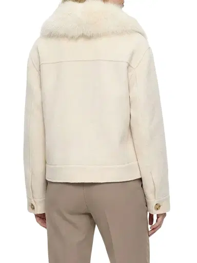 Gorski Women's Select Cashmere and Wool Blend Jacket with Detachable Goat Collar - Ivory - Size XL | Thumbnail 5 Gorski Women's Select Cashmere and Wool Blend Jacket with Detachable Goat Collar - Ivory - Size XL | Thumbnail 5