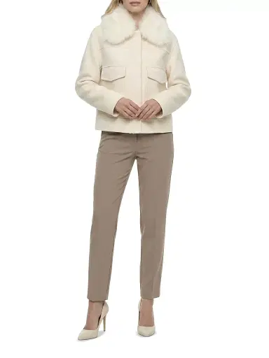 Gorski Women's Select Cashmere and Wool Blend Jacket with Detachable Goat Collar - Ivory - Size XL | Thumbnail 6 Gorski Women's Select Cashmere and Wool Blend Jacket with Detachable Goat Collar - Ivory - Size XL | Thumbnail 6