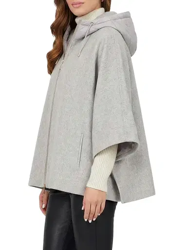 Gorski Women's Select Cashmere and Wool Blend Cape with Down Filled Hood | Thumbnail 4 Gorski Women's Select Cashmere and Wool Blend Cape with Down Filled Hood | Thumbnail 4