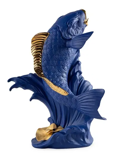 Lladro Boldblue Koi Porcelain Sculpture - Blue Gold | Thumbnail 1 Lladro Boldblue Koi Porcelain Sculpture - Blue Gold | Thumbnail 1