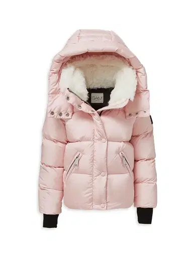 SAM. Little Girl's & Girl's Lara Hooded Down Jacket - Pink White | Thumbnail 2 SAM. Little Girl's & Girl's Lara Hooded Down Jacket - Pink White | Thumbnail 2