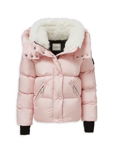 SAM. Little Girl's & Girl's Lara Hooded Down Jacket - Pink White | Thumbnail 1 SAM. Little Girl's & Girl's Lara Hooded Down Jacket - Pink White | Thumbnail 1