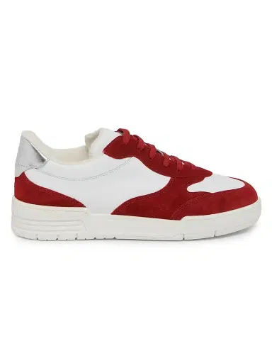 MOSCHINO Men's Leather Low-Top Sneakers - Red White Silver - Size 13 | Thumbnail 1 MOSCHINO Men's Leather Low-Top Sneakers - Red White Silver - Size 13 | Thumbnail 1