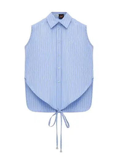 LOEWE Women's x Paula's Ibiza Pinstrip Cotton Sleeveless Shirt - Blue Multi Color | Thumbnail 1 LOEWE Women's x Paula's Ibiza Pinstrip Cotton Sleeveless Shirt - Blue Multi Color | Thumbnail 1