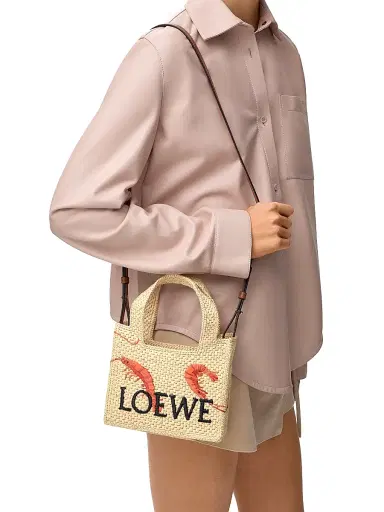 Loewe Women's Font Mini Embroidered Raffia Tote Bag | Thumbnail 2 Loewe Women's Font Mini Embroidered Raffia Tote Bag | Thumbnail 2