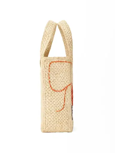 Loewe Women's Font Mini Embroidered Raffia Tote Bag | Thumbnail 4 Loewe Women's Font Mini Embroidered Raffia Tote Bag | Thumbnail 4