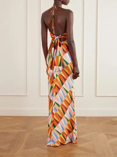 Cristiano Marcheli Caterina printed silk-blend satin halterneck maxi dress | Thumbnail 3 Cristiano Marcheli Caterina printed silk-blend satin halterneck maxi dress | Thumbnail 3