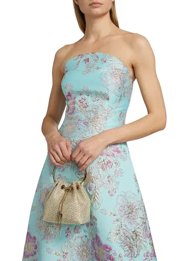 Teri Jon by Rickie Freeman Women's Floral Jacquard Strapless Gown - Light Blue Multi - Size 16 | Thumbnail 6 Teri Jon by Rickie Freeman Women's Floral Jacquard Strapless Gown - Light Blue Multi - Size 16 | Thumbnail 6