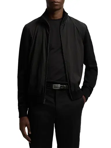 Ralph Lauren Purple Label Men's Hybrid Knit Full-Zip Sweater - Classic Black - Size XL | Thumbnail 3 Ralph Lauren Purple Label Men's Hybrid Knit Full-Zip Sweater - Classic Black - Size XL | Thumbnail 3
