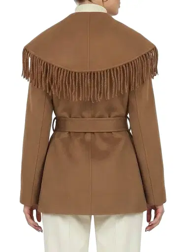 Gorski Women's Select Cashmere and Wool Blend Jacket with Tassle Trim and Belt - Camel - Size Large | Thumbnail 4 Gorski Women's Select Cashmere and Wool Blend Jacket with Tassle Trim and Belt - Camel - Size Large | Thumbnail 4