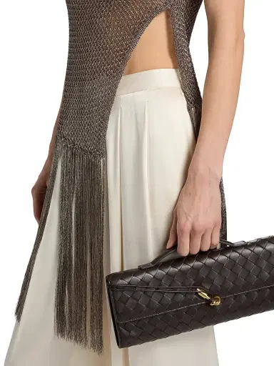 Lapointe Women's Metallic Netting Fringed Asymmetric Top - Gunmetal - Size XL | Thumbnail 6 Lapointe Women's Metallic Netting Fringed Asymmetric Top - Gunmetal - Size XL | Thumbnail 6