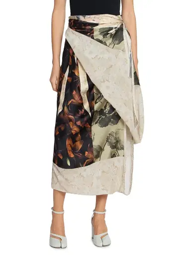 Maison Margiela Women's Floral Silk Wrap Midi-Skirt - Brown Variant - Size 6 | Thumbnail 3 Maison Margiela Women's Floral Silk Wrap Midi-Skirt - Brown Variant - Size 6 | Thumbnail 3