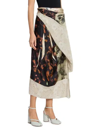 Maison Margiela Women's Floral Silk Wrap Midi-Skirt - Brown Variant - Size 6 | Thumbnail 4 Maison Margiela Women's Floral Silk Wrap Midi-Skirt - Brown Variant - Size 6 | Thumbnail 4