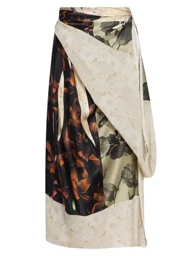 Maison Margiela Women's Floral Silk Wrap Midi-Skirt - Brown Variant - Size 6 | Thumbnail 1 Maison Margiela Women's Floral Silk Wrap Midi-Skirt - Brown Variant - Size 6 | Thumbnail 1