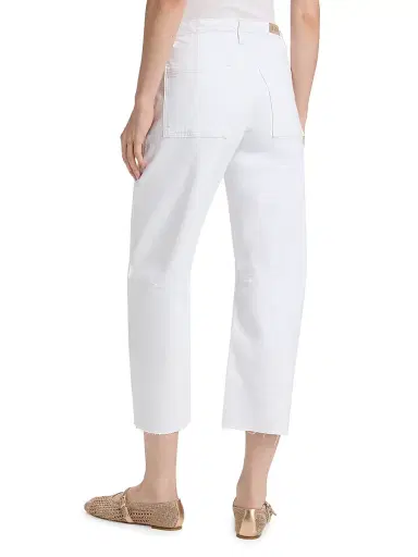 Le Jean Women's Utility Soft Barrel Crop Jeans - White | Thumbnail 5 Le Jean Women's Utility Soft Barrel Crop Jeans - White | Thumbnail 5