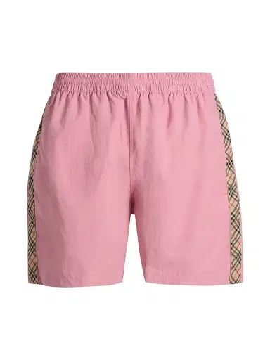 Burberry Men's Checked Trim Swim Shorts - Sugar Pink - Size Small | Thumbnail 1 Burberry Men's Checked Trim Swim Shorts - Sugar Pink - Size Small | Thumbnail 1
