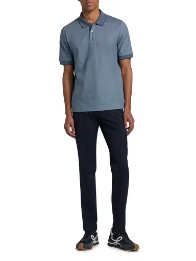 Canali Men's Cotton Pique Polo Shirt - Blue - Size 38 | Thumbnail 2 Canali Men's Cotton Pique Polo Shirt - Blue - Size 38 | Thumbnail 2