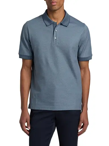 Canali Men's Cotton Pique Polo Shirt - Blue - Size 38 | Thumbnail 3 Canali Men's Cotton Pique Polo Shirt - Blue - Size 38 | Thumbnail 3