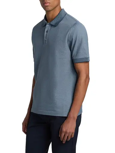 Canali Men's Cotton Pique Polo Shirt - Blue - Size 38 | Thumbnail 4 Canali Men's Cotton Pique Polo Shirt - Blue - Size 38 | Thumbnail 4