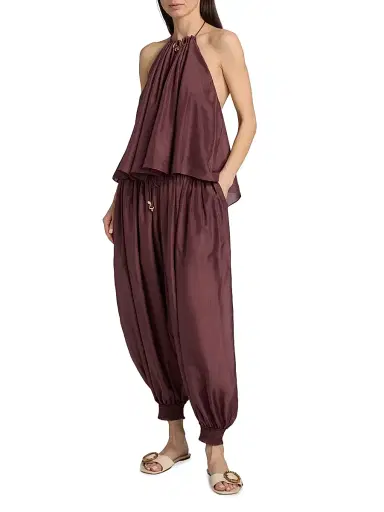 Zimmermann Women's Aster Bead-Detail Gathered Silk Halter Top - Musk | Thumbnail 2 Zimmermann Women's Aster Bead-Detail Gathered Silk Halter Top - Musk | Thumbnail 2