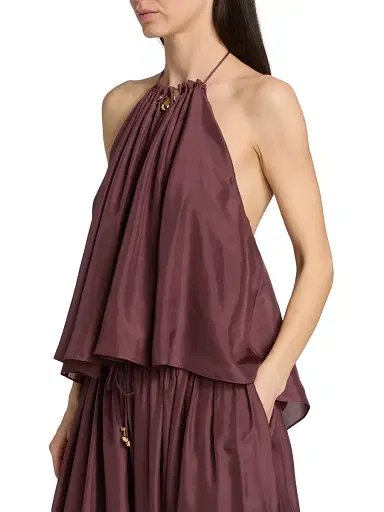 Zimmermann Women's Aster Bead-Detail Gathered Silk Halter Top - Musk | Thumbnail 4 Zimmermann Women's Aster Bead-Detail Gathered Silk Halter Top - Musk | Thumbnail 4